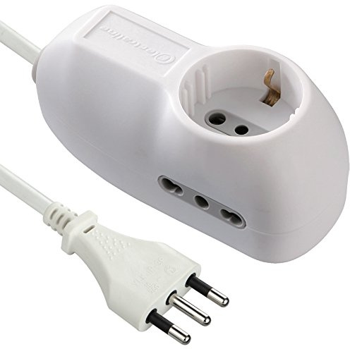 Electraline 62024 Multipresa 3 posti 1 schuko + 2 bivalenti 10/16A - cavo 1 m