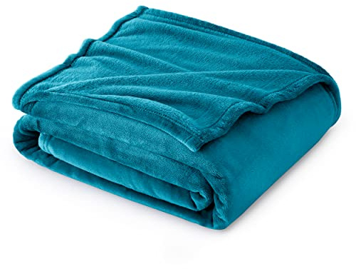 Bedsure Fleece Throw Blanket for Sofa - Soft Cosy Fluffy Blankets for Bed, Warm Single Throws for Audlts, Decor Gifts for Women and Men,Teal, 130x150 cm