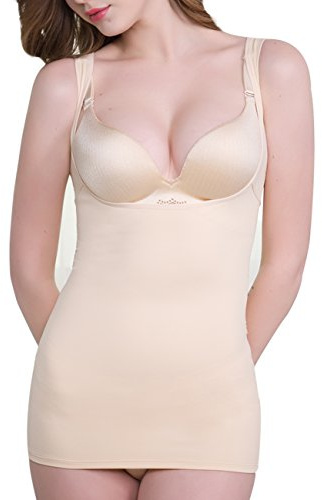 Everbellus Mujer Camiseta Moldeadora Faja Adelgazante Cómodo Sin Costuras Body Reductor Beige X-Large