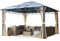 TOOLPORT Gartenpavillon 4x4 m Polycarbonat Dach ca. 8mm Pavillon 4 Seitenteile Partyzelt Champagner ca. 9x9cm Profil