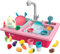 cute stone Color Changing Kitchen Sink Toys, Children Heat Sensitive Electric Dishwasher Playing Toy with Running Water, Automatic Water Cycle System Play House Pretend Role Play Toys for Girls