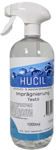 Hucil Imprägnierspray Textil 1 Liter – Imprägniermittel für wasserabweisenden Schutz von Zelt, Markise, Cabrio, Sofa, Jacken, Outdoor-Textilien und Pferdedecken