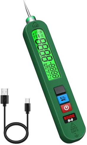 BSIDE S4 Penna Rilevatore di Tensione Senza Contatto Tester di Tensione AC 12V-300V con Grande LCD e Cicalino Tester Dispersione Elettrica Tester Elettricista Ricaricabile Senza Fili con Torcia