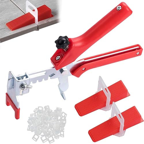 XFLYP 401PCS Kit de Nivellement pour Carrelage, Système de Nivellement Carrelage avec 1 Pince, 400 Clips(2mm), 100 pièces Cales réutilisables Ensemble pour carrelage de Carreaux épaisseur 3-12 mm