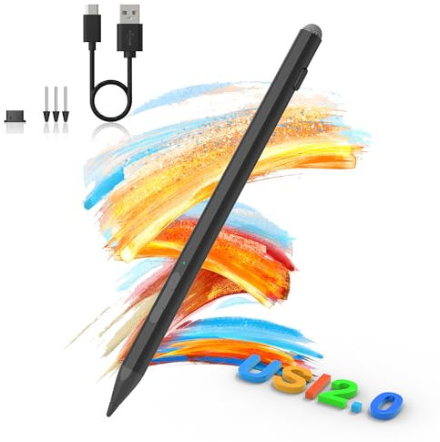 Penna stilo USI 2.0 per Chromebook, 4096 livelli di pressione e rifiuto del palmo della mano, penna stilo ricaricabile per Googel Pixel Tablet, Amazon Fire Max 11, Lenovo/ASUS/HP chromebook