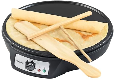 Bestron ASW602ZBS Crepe Maker, Acciaio Legato, Nero