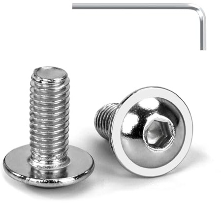Tunejoy Tornillos de Cabeza Alomada con Brida M5 x 12 mm Tornillo de Cabeza Hexagonal de Acero Inoxidable A2 V2A Tornillos Máquina con llave Allen Rosca Completa 20 Piezas