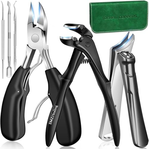 Toenail Clippers for Seniors Thick Toenails, 2026 Long Handle Toe Nail Clippers with Angled Head, Slanted Toenail Clippers & Wide Opening Ingrown Nail Clippers for Men, 6PCS
