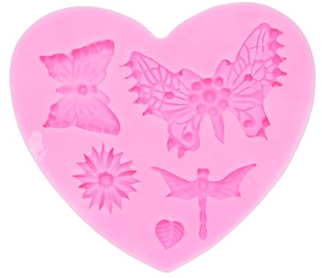 Hiraith Set de Moldes de Fondant de Hojas de Flores de Liberación de Libélula, Bandeja para Hornear Reutilizable Antiadherente para Decoración del Pastel, Resistente Al Calor, Multiusos