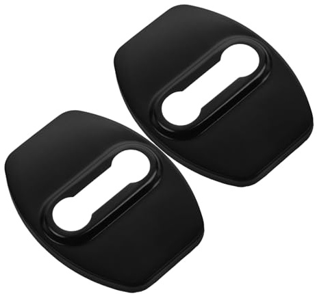 Mikikit 2pcs Aluminum Alloy Car Door Lock Cover Black Side Door Trim
