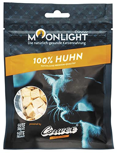 Moonlight Katzensnack (1 Päckchen) - 100% Huhn gefriergetrocknet - Ideal für empfindliche Katzen & Allergiker, ohne Getreide & ohne Zucker