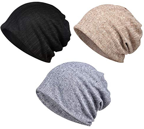 XYIYI Womens Beanie Chemo Headwear Hat Stretch Infinity Scarf Head Wrap Cap Cancer Hats (3Pcs Black+Grey+Coffee)