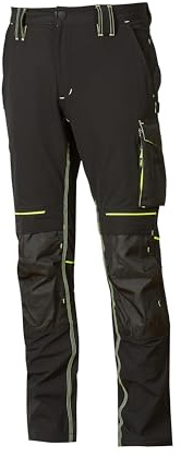 Pantalone U-Power Performance, Modello Atom, Slim Fit Elasticizzato, con Multi_tasche Frontali e Laterali, Tessuto Traspirante, Elastico in Vita, Cerniera di Chiusura (BLACK CARBON_L)