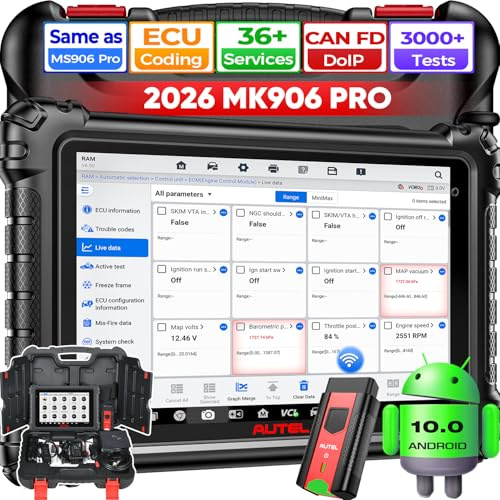 Autel MaxiCOM MK906 PRO Diagnosi Auto, 2026 Top ECU Elite, CAN FD DoIP, OS10, 2.0 di MS906BT MP900BT MP900 MS908S, 3K+ Test Bidirezionale, OE All Sys, 36+ Service, AutoScan 2.0, Uguale MS906 Pro