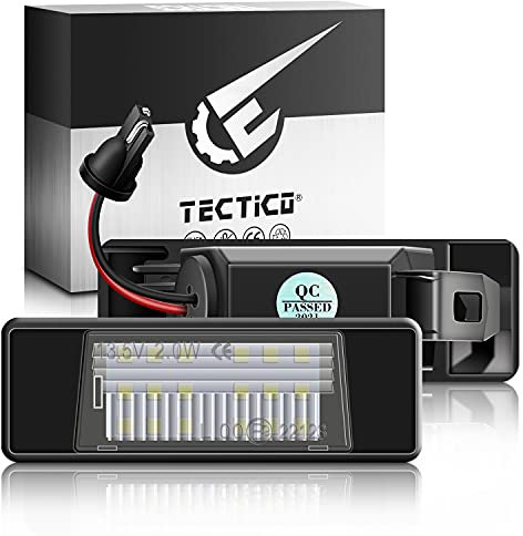 TECTICO LED Rear Number Plate Bulb SMD Bright White Canbus License Plate Lights Compatible with Nissan X-Trail Qashqai Pathfinder Primera Juke Teana Versa Armada, 2 Lamps