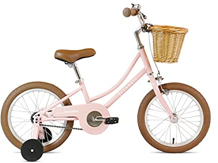 FabricBike Kids - Bicicleta con Pedales para niño y niña, Ruedines de Entrenamiento Desmontables, Frenos, Ruedas 12 y 16 Pulgadas, 4 Colores (Classic Pink, 16: 3-7 Años (Estatura 96cm - 120cm)