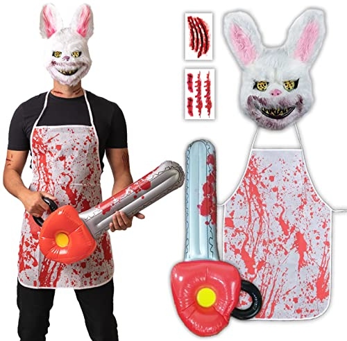 5 pcs Horror Rabbit Costume - Halloween Costumes For Men - Adult & Teen One Size Fits All - 2025 Trending Fancy Dress - UK Based Brand