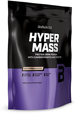 BioTechUSA Hyper Mass | Mass Gainer med Kolhydrater och Proteinblandning | Mikroniserat Kreatin | Glutenfri | 1 kg, Kakor och grädde