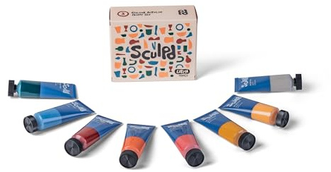 Sculpd Acrylic Paint Set, 8 x 22ml Tubes of Premium Coloured Acrylic, Heavy Body & Vibrant Colours, Paint on Air Dry Clay, Canvas, Ceramic, Fabric, Wood & More (Earth Tones)