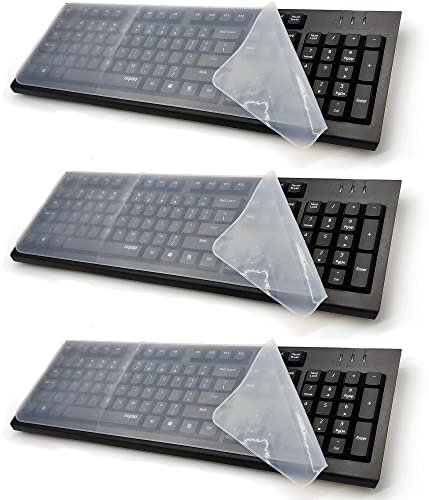 HAOBIN 3 StüCk UltradüNn Tastaturschutz Tastaturschut Universal Tastaturschutz Silikon Tastatur Schutzfolie FüR Desktop Computer Tastatur,Staub Und wasserdichte,VerschleißFeste Tastaturschutzfolie