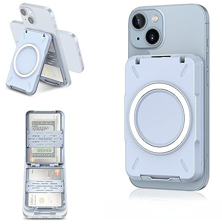 PROfezzion Porte-Cartes avec MagSafe, Double Face Magnétique Portefeuille Coque Rigide Wallet pour iPhone 17 16 15 14 13 Pro Max Coque MagSafe & Tous Les Téléphones, Blocage RFID, Maintien 4 Cartes