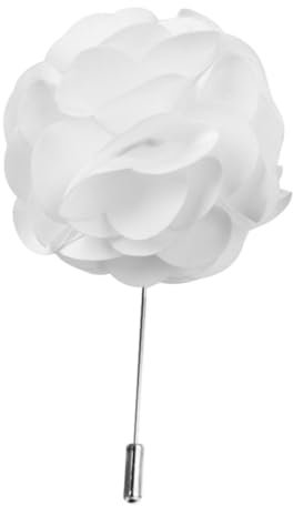 PACKOVE Handgefertigte Schmuckstücke Ansteckblume für Männer Geschenkideen für Männer Blumenbrosche aus Satin Herren Krawattenbrosche Revers Korsage binden Stift ym028 Weiß