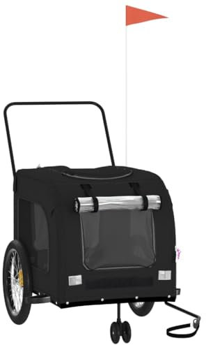 vidaXL Remolque de Bicicleta para Mascotas, Carrito para Bici, Remolque de Carga, Cochecito para Perros Gatos, Hierro Tela Oxford Negro