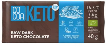 CO COA Celebration Chocolat Noir BIO Keto 40g, Sans Gluten, 0% Sucre Ajouté, Snack Faible en Glucides avec Huile MCT, Parfait pour Régime Cétogène, Sans Additifs Aromatiques