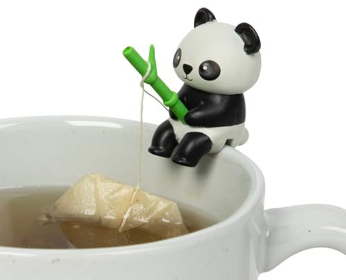 Tea Mates - 1pc Cute Fishing Panda - Tea Bag Holder and String Rest - Tea Accessory for Cup and Mug - Unique Funny Novelty Toy Gift Idea - Animal Figurine Drink Marker