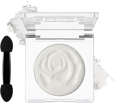 DE'LANCI Matte White Eyeshadow, High Pigment Vegan Pressed White Powder Waterproof, Velvety Blendable Formula for Eye Base, Travel Friendly with Brush Longwear Makeup for Stage Halloween & Cosplay, 02
