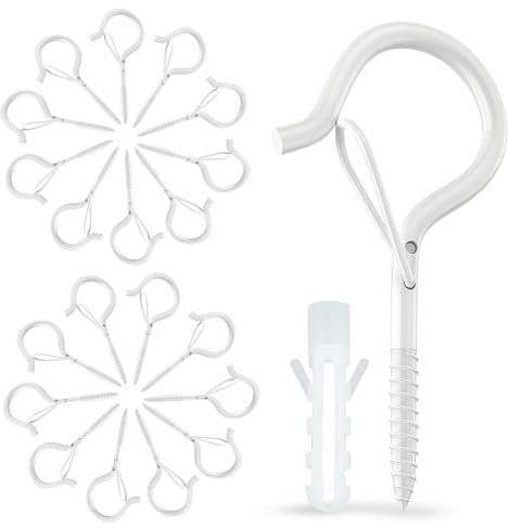 20 Ganchos De Tornillo, Ganchos De Tornillo Con Seguro, Ganchos De Techo Para Cestas De Plantas, Casitas De Pájaros, Molinos De Viento Y Luces, Ganchos De Pared Para Uso Interior Y Exterior Blanco