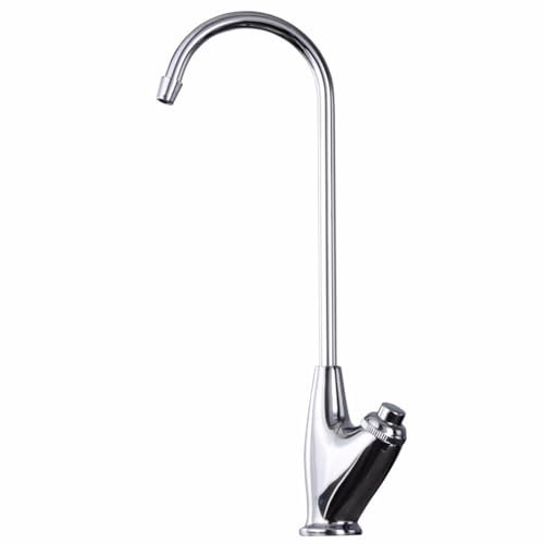 Drinking Water Tap for Kitchen Sink 360° Rotating Swan Neck Tap Cold Water Only Tap with Push Button Switch,Chrome