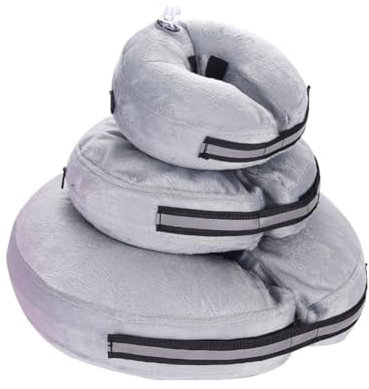 FANSU Aufblasbare Halskrause für Hunde & Katzen, Einstellbar Bequem Schutzkragen für Haustier, Hundekragen Leckschutz Hund für Genesung nach Operationen oder Wunden, S-L (M,grau)