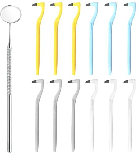 ZMDMAH 12pcs Zahnsteinentferner und 1pcs Zahnspiegel, Zahnradierer, Zahnpolierer, Zahnstein Elbst Entfernen, Zahnarztspiegel, Zahnreinigung, Zahnpflege Set Mensch, Zahnsteinentferner Mensch