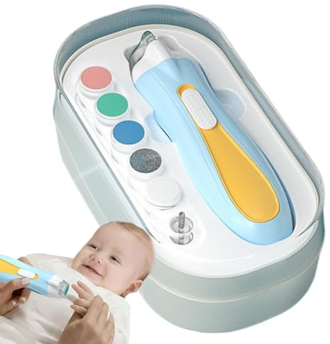 Lima de uñas para bebés - Lima de uñas eléctrica liviana para bebés | Cuidado de uñas para niños con cubierta antipolvo, lima de uñas automática con luz LED, cortaúñas para dedos, recargable para niño