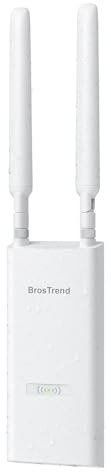 BrosTrend AC1200 Punto de Acceso WiFi Exterior Largo Alcance Potente, Doble Banda Antena WiFi Exterior con Puerto Gigabit PoE 802.3af, IP65 Outdoor, con Inyector PoE Pasivo, para Jardín, Patio, Garaje