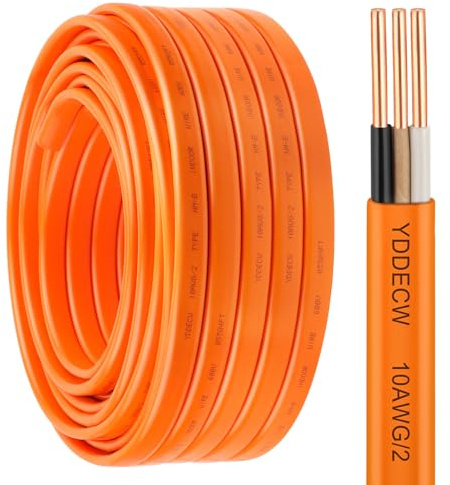 YDDECW 10/2 NM-B Wire with Ground - 75FT 10 Gauge Non-Metallic Sheathed Cable Pure Copper 10 AWG 2 Conductor Residential Indoor Wire for Outlets, Switches and Other Loads etc.