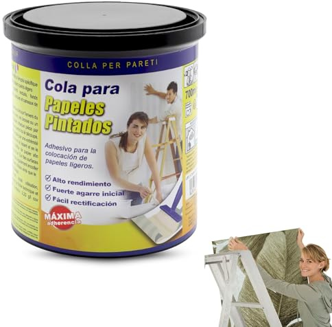 TECHZOCO Cola Papel Pintado para empapelar, Cola para empapelar, Adhesivo para Empapelar, Apto para todo tipo de papeles pintados, Listo para Usar, Contiene 700 gramos