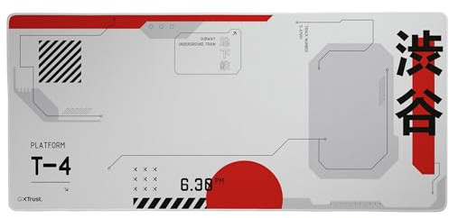 GXTrust 759 Tapis de Souris XXL Gaming Japon Blanc, Tapis de Bureau 900x400 mm avec Bords Cousus, Texture de Surface Optimisée, Dessous Caoutchouté Antidérapant, Japan Tokyo Anime Manga Kyoto