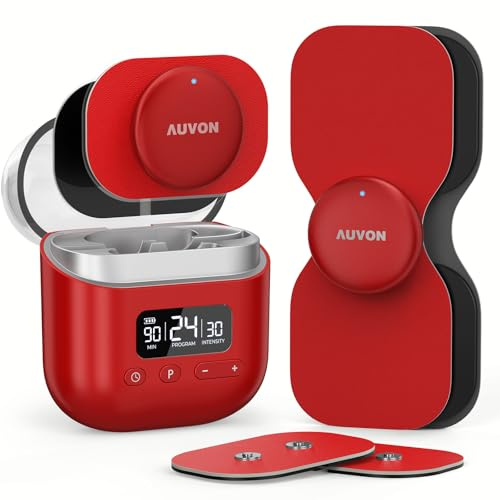 AUVON Wireless 24 Modes TENS Unit Muscle Stimulator for Pain Relief, Smart Rechargeable TENS Machine with Dual Size 6 TENS Pads for Physical Therapy, Pocket-Size TENS Device for Shoulder & Back Pain