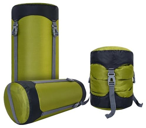 Kaket 11L Compression Stuff Sack Sleeping Bag Compression Sack, Nylon Waterproof Outdoor Storage Bag Compact Stuff Sack for Camping Hiking Backpacking Travelling (Colour A)