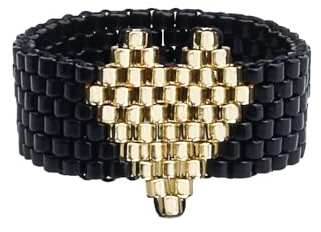 KELITCH Miyuki hjärta staplingsringar retro pärlringar för kvinnor handgjorda smycken
