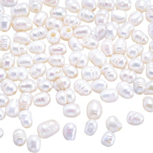 LEGENTLISUR 50 perlas de agua dulce para hacer joyas | Perlas cultivadas blancas naturales perlas sueltas para pulseras collares pendientes suministros de manualidades