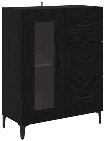 vidaXL Sideboard Svart Ek 69,5 x 34 x 90 cm Konstruerat trä och järn