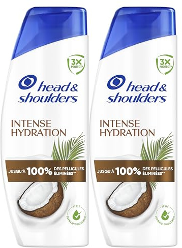 Head & Shoulders Intense Hydration 2x400ml, Shampooing Antipelliculaire, Agit contre les pellicules, le sébum et les démangeaisons dès le 1er lavage, Jusqu'à 100% des pellicules éliminées