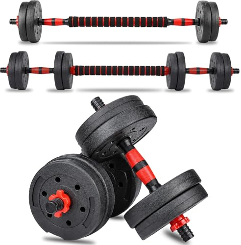 10 KG Adjustable Dumbbell Set, 2-in-1 Dumbbell and Barbell Weight Kit