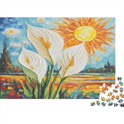 Peace Lily 1000pcs Dust-Free Paper Puzzle For Adults Anti-Stress Home Decor White Calla Lily Sunshine 70x50cm/1000pcs