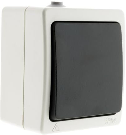 Zenitech - Interruptor Vaivén 10A IP54 Aquae - Negro - Interruptor Impermeable para Uso Exterior - Conexión Rápida con Borne Automático - Ideal para Jardines y Terrazas - Control en Dos Puntos