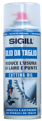 Sigill - Olio da Taglio, Bombola Spray 400 ml, Lubrificante Polivalente per Utensili da Taglio, Ideale per Lavorazioni su Metalli con Fresatrici, Rettificatrici e Trapani