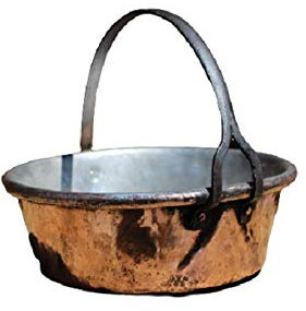 Casseruola antica pentola padella rotonda rustica vintage in rame fatta a mano